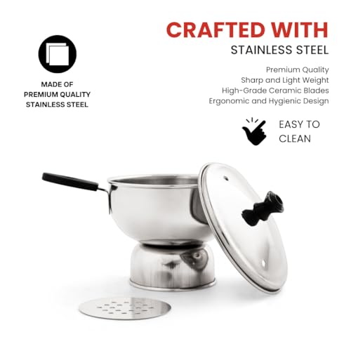 Blueberry's Chirattaput Chiratta Puttu Maker Stainless Steel with Handle Use with Pressure Cooker -Silver (Chirattaput) - Image 3