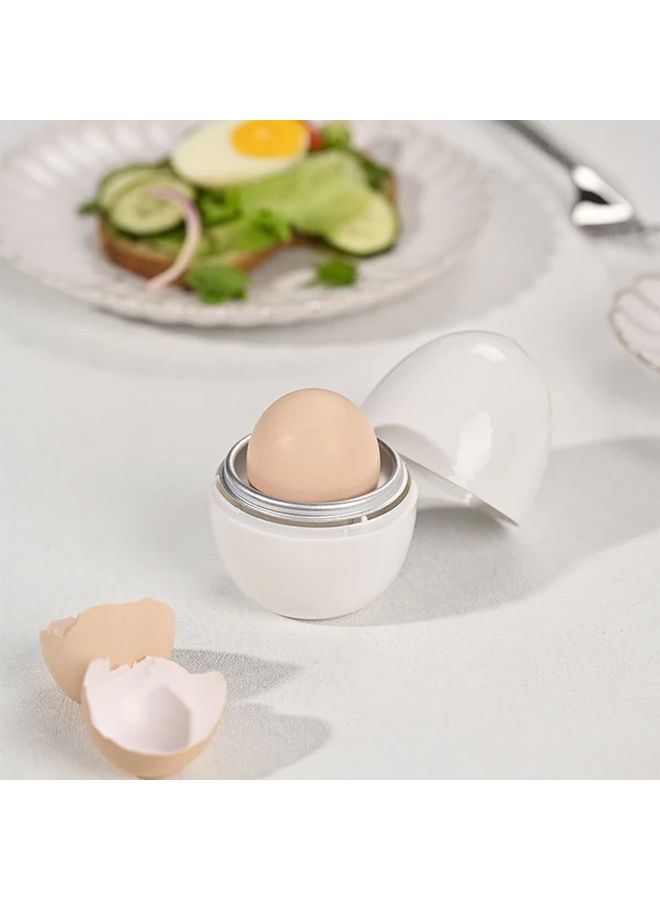 White Microwave Egg Cooker 1pc Food Grade Safe Portable Kitchen Boiled Egg Cup Steamer - Image 1