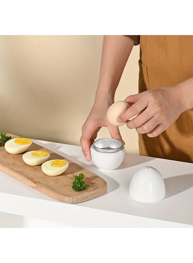 White Microwave Egg Cooker 1pc Food Grade Safe Portable Kitchen Boiled Egg Cup Steamer - Image 3