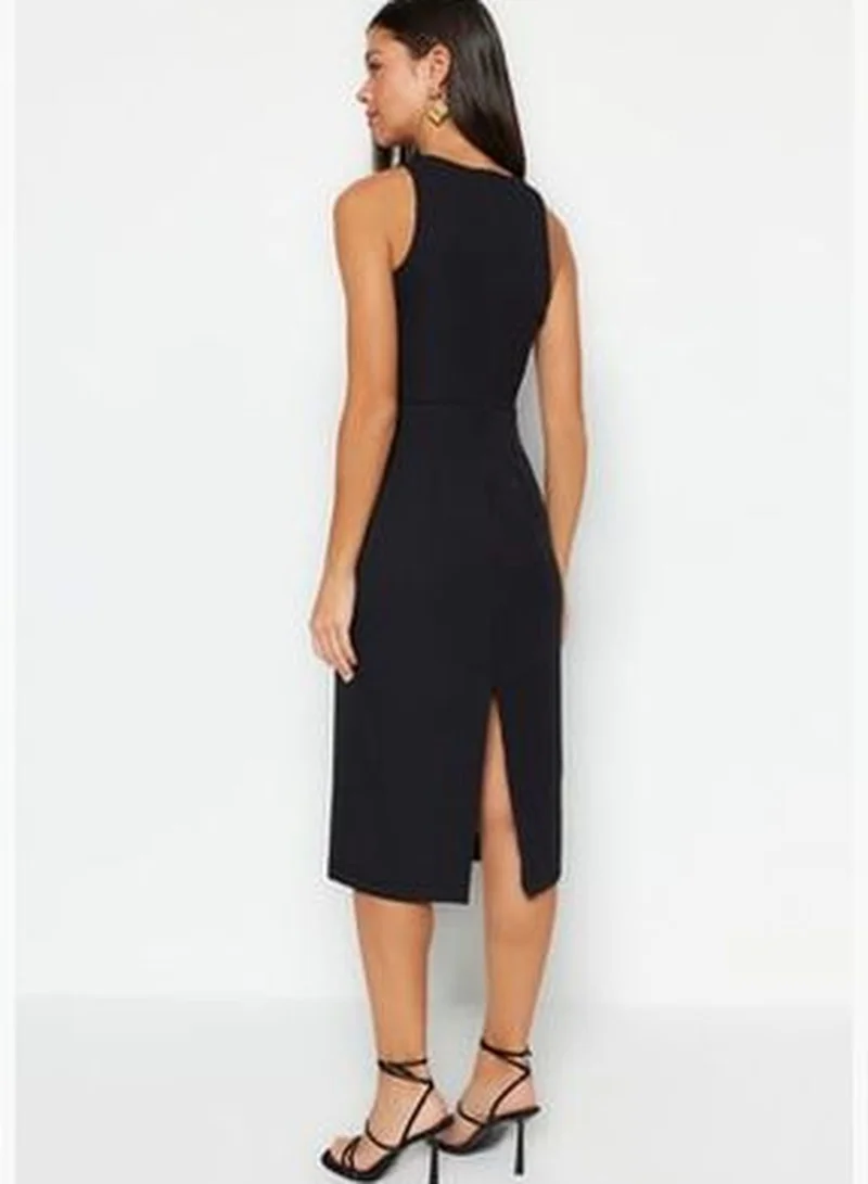 trendyol Black Woven Dress With Accessory Detail