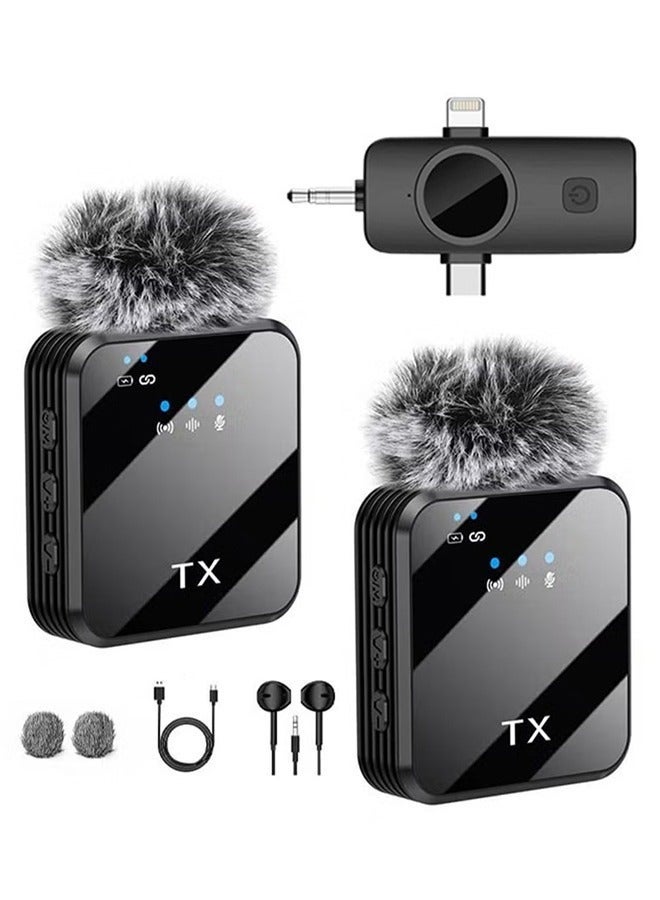 Wireless Lavalier Microphone Douyin Live Broadcast Mobile Video Recording 2.4G Noise Reduction Mini Microphone Live Video Recording Vlog Interview Online Classroom