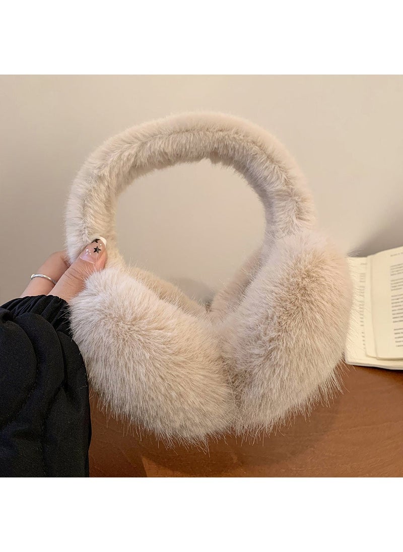 Arabest Cute plush warm earmuffs for women winter 2023 new solid color cycling earmuffs windproof cold-proof earmuffs earmuffs Beige 