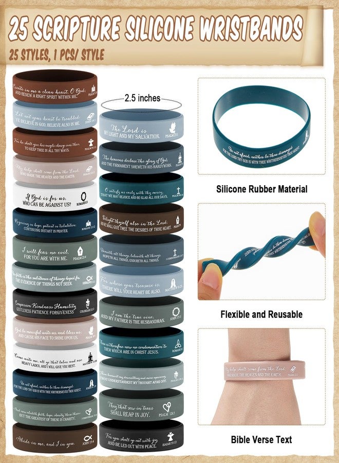 Feifeiya 25 Sets Easter Christian Gift for Church Members Bulk Bible Verse Gel Pens Religious Silicone Wristband Bible Emergency Numbers Bookmarks Sunday School Pastor Gift and Easter Basket - Image 3