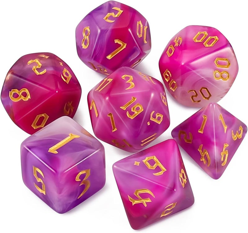 QMAY DND Dice Set -D&D Polyhedral Dice (7 Pcs) for Dungeons and Dragons (Purpulr and White) - Image 1