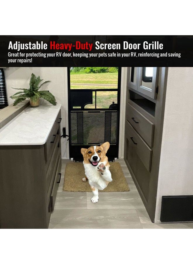 AUH RV Screen Door Protector for Dogs, Universal RV Entry Screen Door Grille Adjustable from 22" - 31.5", Aluminum Alloy Protector Screen Defender for RV Door Camper Screen Door Protector - Image 5