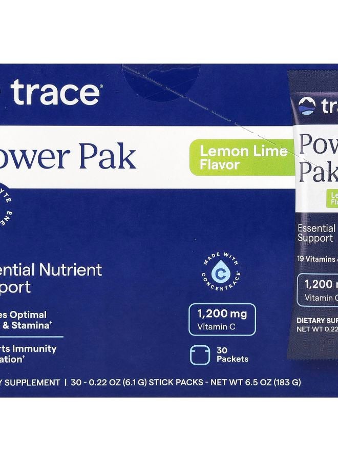 Trace Minerals Power Pak Lemon Lime 30 Stick Packets 0.22 oz (6.1 g) Each