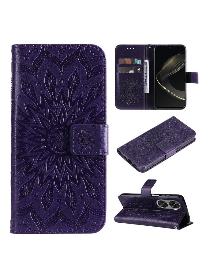 اس-توب جراب لهاتف Huawei nova 12 SE / nova 11 SE، جراب هاتف جلدي قابل للطي بنقشة دوار الشمس - Image 1