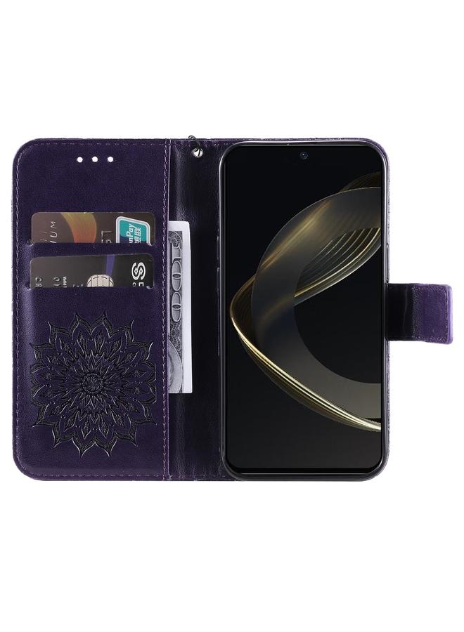 اس-توب جراب لهاتف Huawei nova 12 SE / nova 11 SE، جراب هاتف جلدي قابل للطي بنقشة دوار الشمس - Image 4