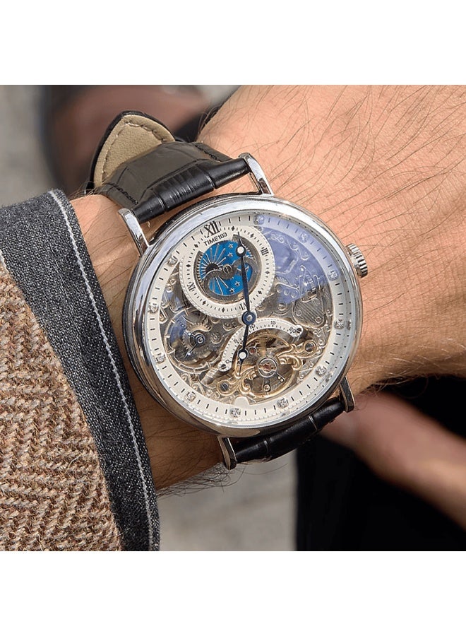 Time100 Men's Automatic Moon Phase Skeleton Tourbillon Mechanical Watch Swiss Quality Waterproof Durable Qixi Festival Gift - Image 1