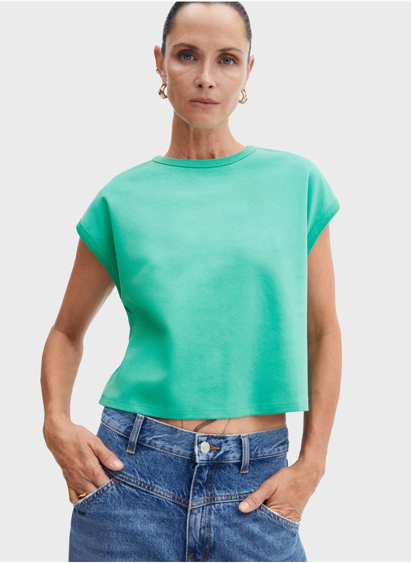 MANGO - Crew Neck Knitted T-Shirt - Image 1