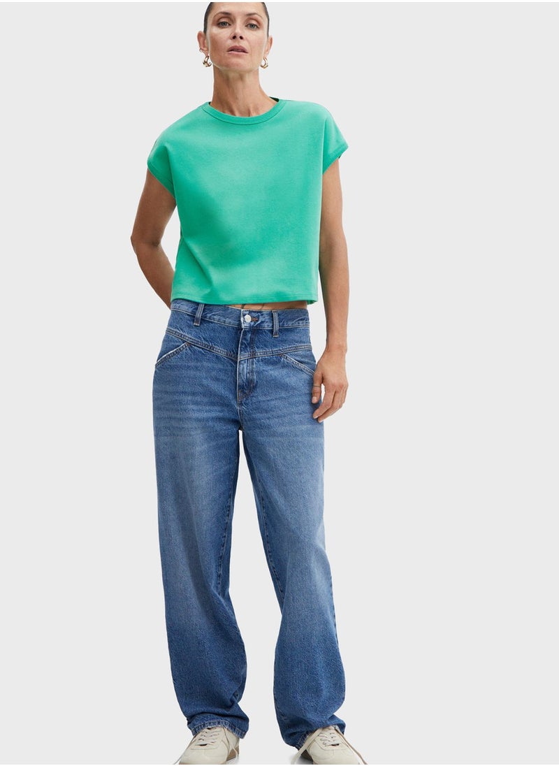 MANGO - Crew Neck Knitted T-Shirt - Image 1