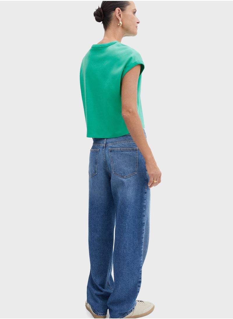 MANGO - Crew Neck Knitted T-Shirt - Image 1