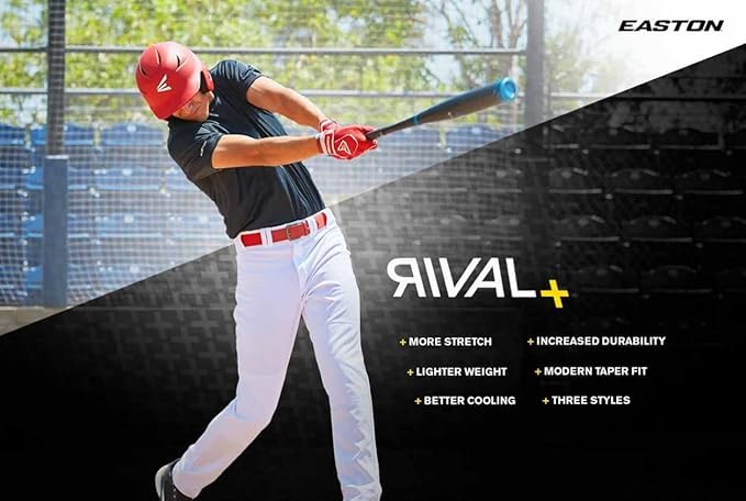 Easton | بنطال بيسبول مزود بأنبوب RIVAL+ | رمادي/أسود | للبالغين | كبير - Image 3