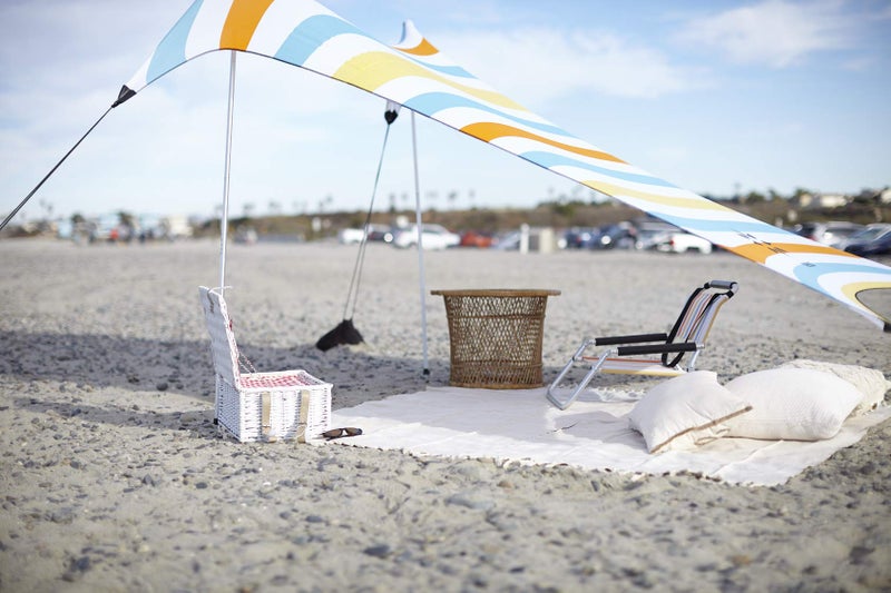 Neso Portable Beach Tent Sun Shelter with Sand Anchor - Lightweight Beach Shade Canopy - Easy Setup for Family Outings - Patented Reinforced Corners - UPF 50+ - 7 x 7ft - Vintage Stripes - Image 2