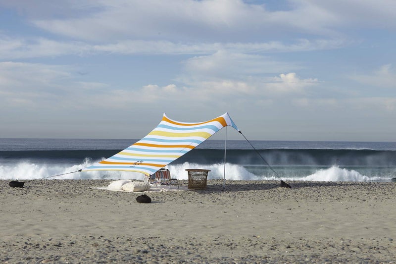 Neso Portable Beach Tent Sun Shelter with Sand Anchor - Lightweight Beach Shade Canopy - Easy Setup for Family Outings - Patented Reinforced Corners - UPF 50+ - 7 x 7ft - Vintage Stripes - Image 5