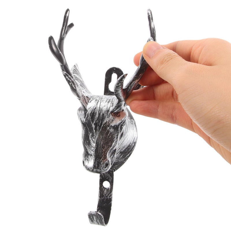 Deer Head Wall Hook Coat Rack Silver Copper Metal Key Towel Storage Home Kitchen - Image 5