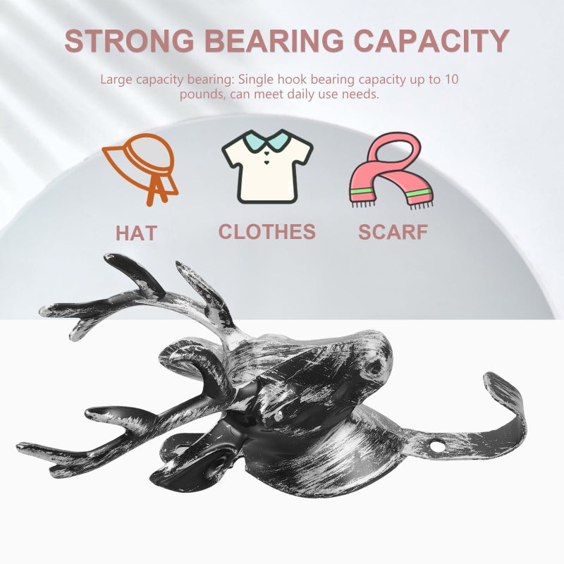 Deer Head Wall Hook Coat Rack Silver Copper Metal Key Towel Storage Home Kitchen - Image 4
