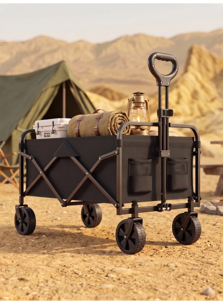 Zanotta Portable Folding Utility Wagon, 50KG Heavy Duty Collapsible Cart with 360° Rotating Wheels & Adjustable Handle, Outdoor Camping Shopping Grocery Cart - Image 1