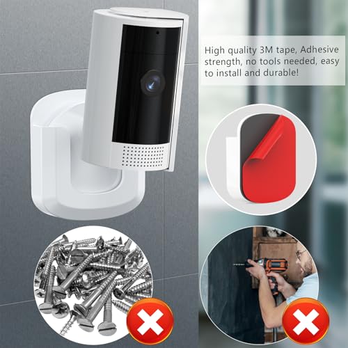 Pefecon 3 Pack Ring Camera Mount, Strong Adhesive Wall Bracket for Ring Indoor Cam(1st Gen and 2nd Gen), Tool-Free Sturdy Mounting Kit (White, Camera Not Included) - Image 5