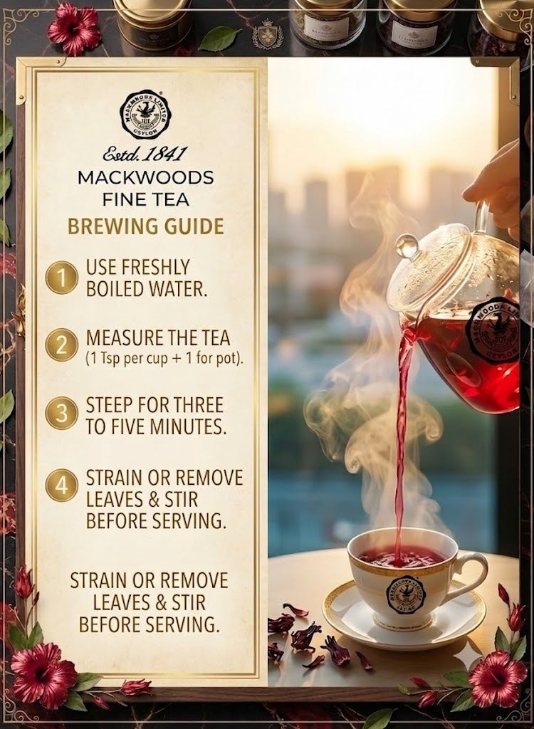 MACKWOODS TEA HIBISCUS HERBAL INFUSION IN 25 ENVELOPED TEA BAGS - 37.5g - Image 3