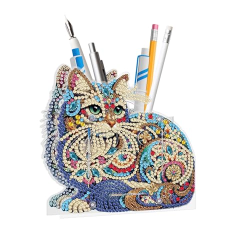 ARTopet DIY Diamond Art Painting Pen Holder Ornaments Desktop Pencil Holder Ornaments Double Sided Spot Drill Makeup Brush Holder Organizer Office Supplies for Home SchoolCat - Image 1