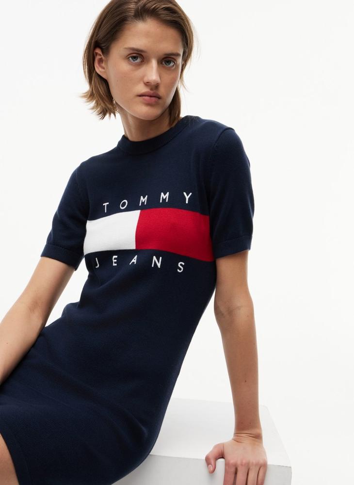TOMMY JEANS Tommy Flag Slim Mini Jumper Dress - Image 3