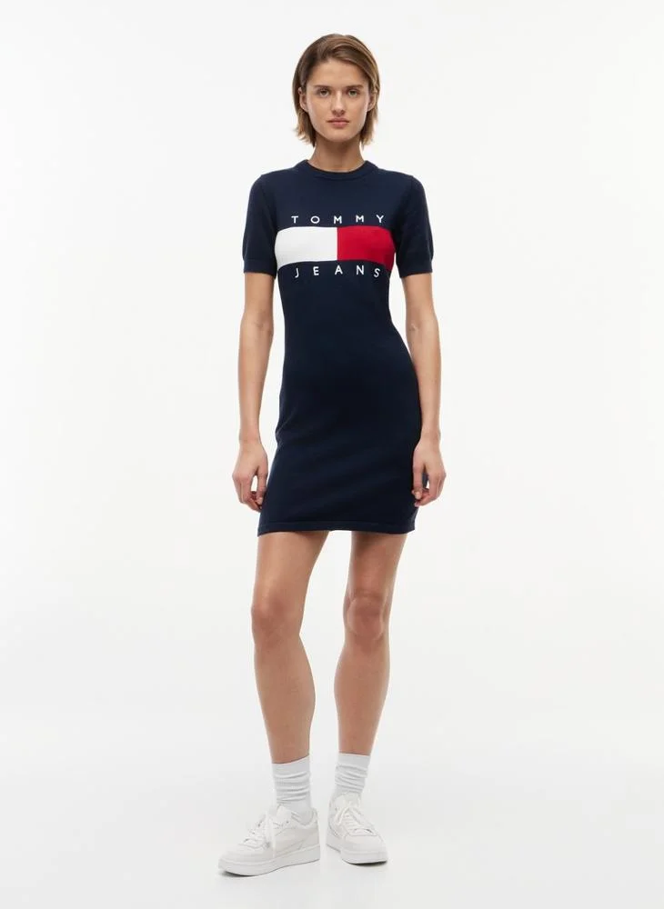 تومي جينز Tommy Flag Slim Mini Jumper Dress