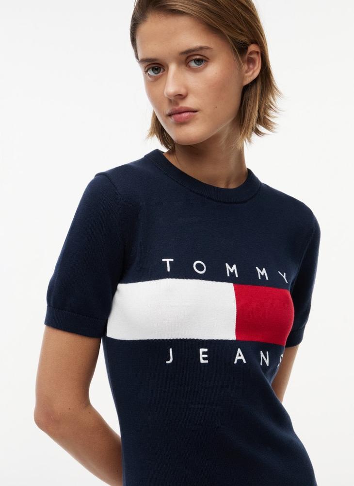 TOMMY JEANS Tommy Flag Slim Mini Jumper Dress - Image 4
