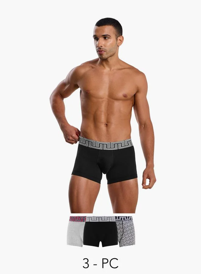 سبلاش فيڤ Men Printed Waistband Cotton Hipster Trunks - Pack of 3