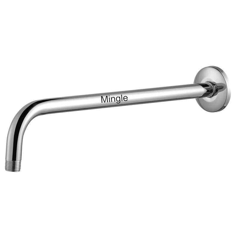 MINGLE ® Round Full Bend Shower Arm | Premium Stainless Steel Shower Arm for Overhead Showers | Chrome Finish Shower Holder (ARM_21*21) - Image 1