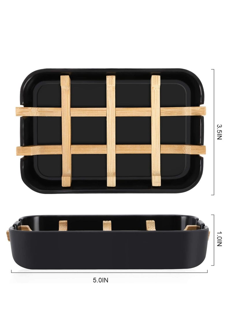 Loquat 2 Pack Wooden Soap Dishes Soap Bar Box Soap Holder Organiser，Sink Deck Bathtub Shower Tray - Image 2