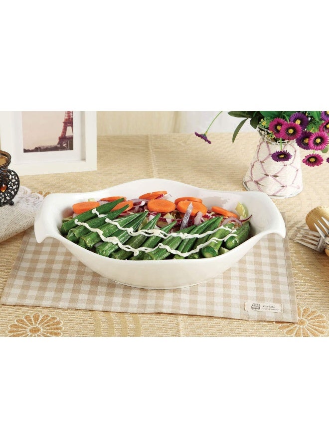 Shallow Porcelain Serving Bowl, White, 14 Inch - Image 2