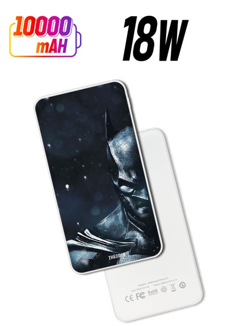 10,000 mAh Super Fast Charging Ultra Compact Power Bank with Quick Charge & Power Delivery, Portable Charger For iPhone and Android Batman Show Half Face