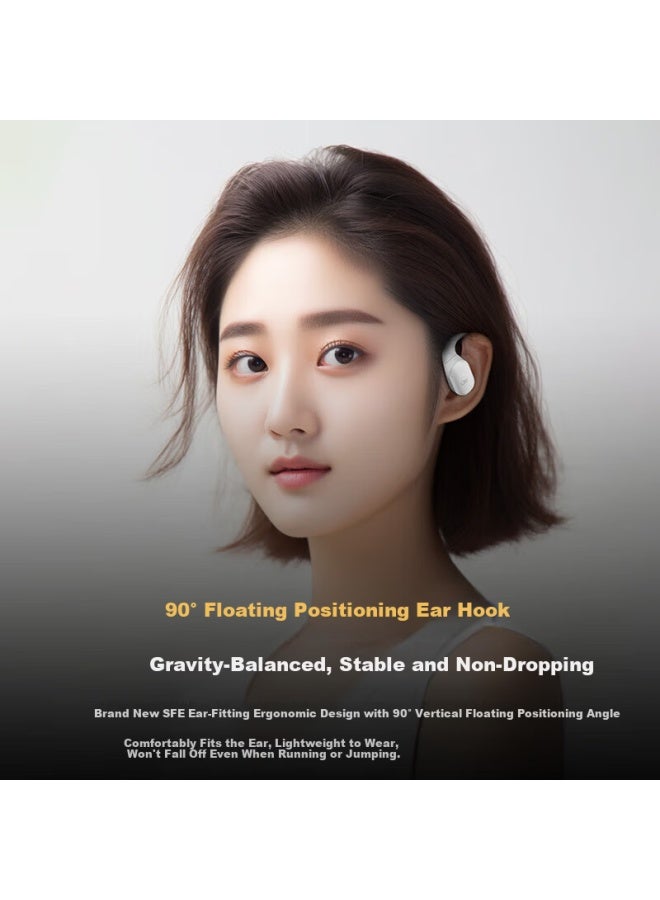 Oksj Four-mark Ai Noise Cancelling Waterproof Body Bluetooth Earhook Bone Conduction Concept Long Battery Life Open-ear Wireless Sports Call Noise Cancelling White - Image 2