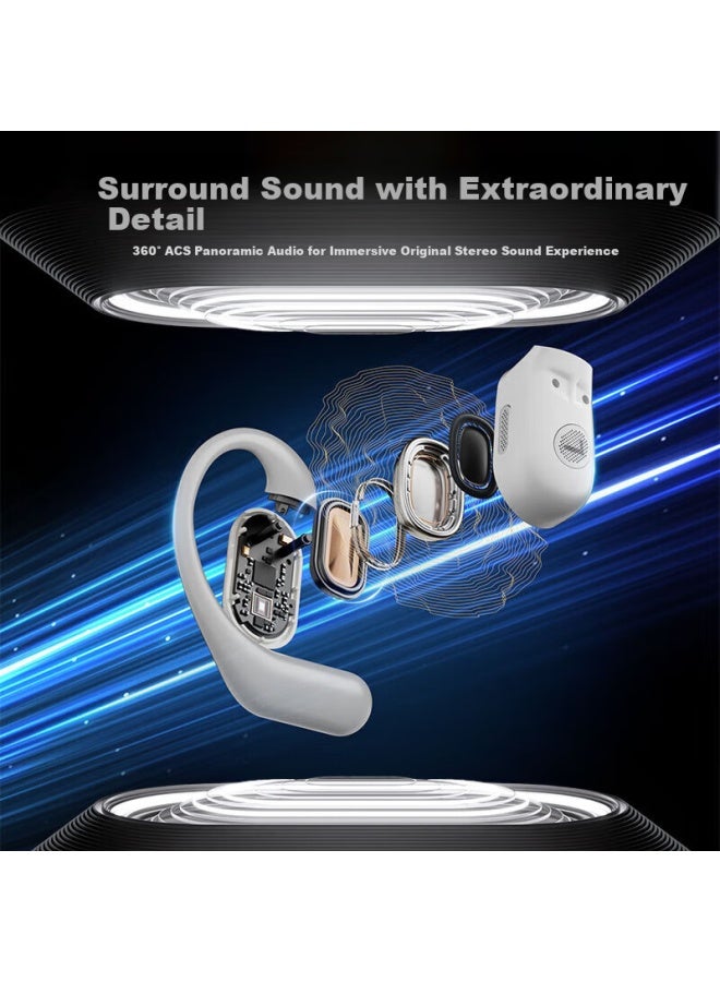 Oksj Four-mark Ai Noise Cancelling Waterproof Body Bluetooth Earhook Bone Conduction Concept Long Battery Life Open-ear Wireless Sports Call Noise Cancelling White - Image 3