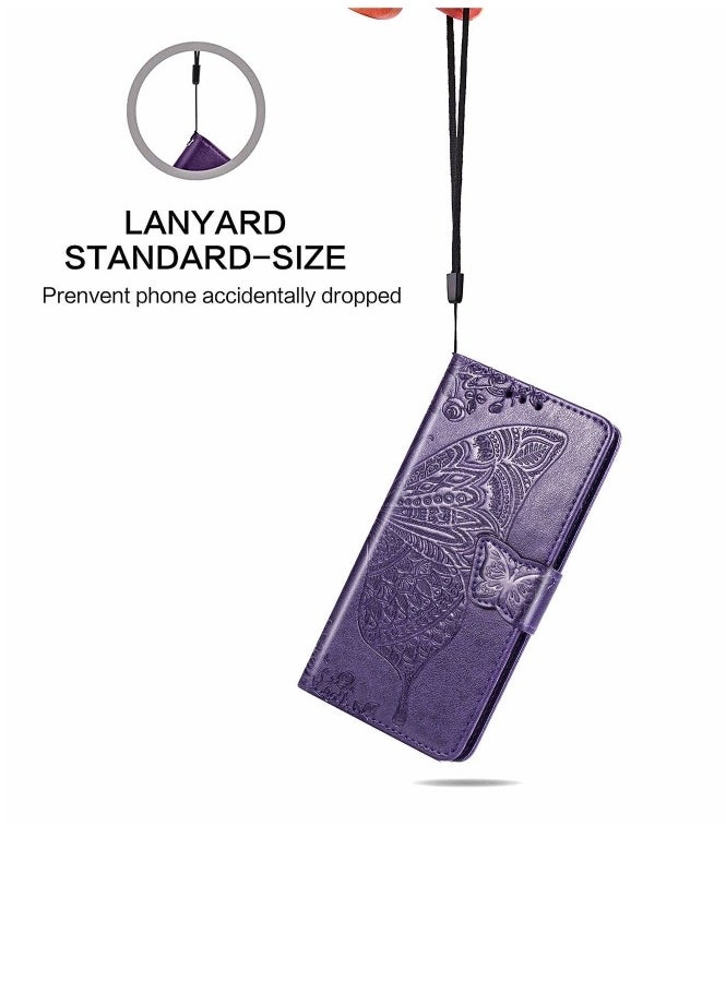 Generic Protective Case Cover For Xiaomi Mi CC9 Pro Butterfly Love Flower Embossed Horizontal Flip Leather Case with Bracket Lanyard Card Slot Wallet  - Image 2