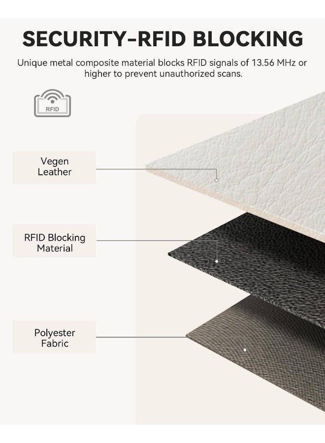 SHABILI Women PU Multi-Pocket Zipper Wrist Card Holder Wallet , Ladies Tote Style Passport Wrist Bag Organizer, Quilted Stitching RFID Blocking Accessory for Teen Youth Daily Business Travel (White Brown) - Image 4