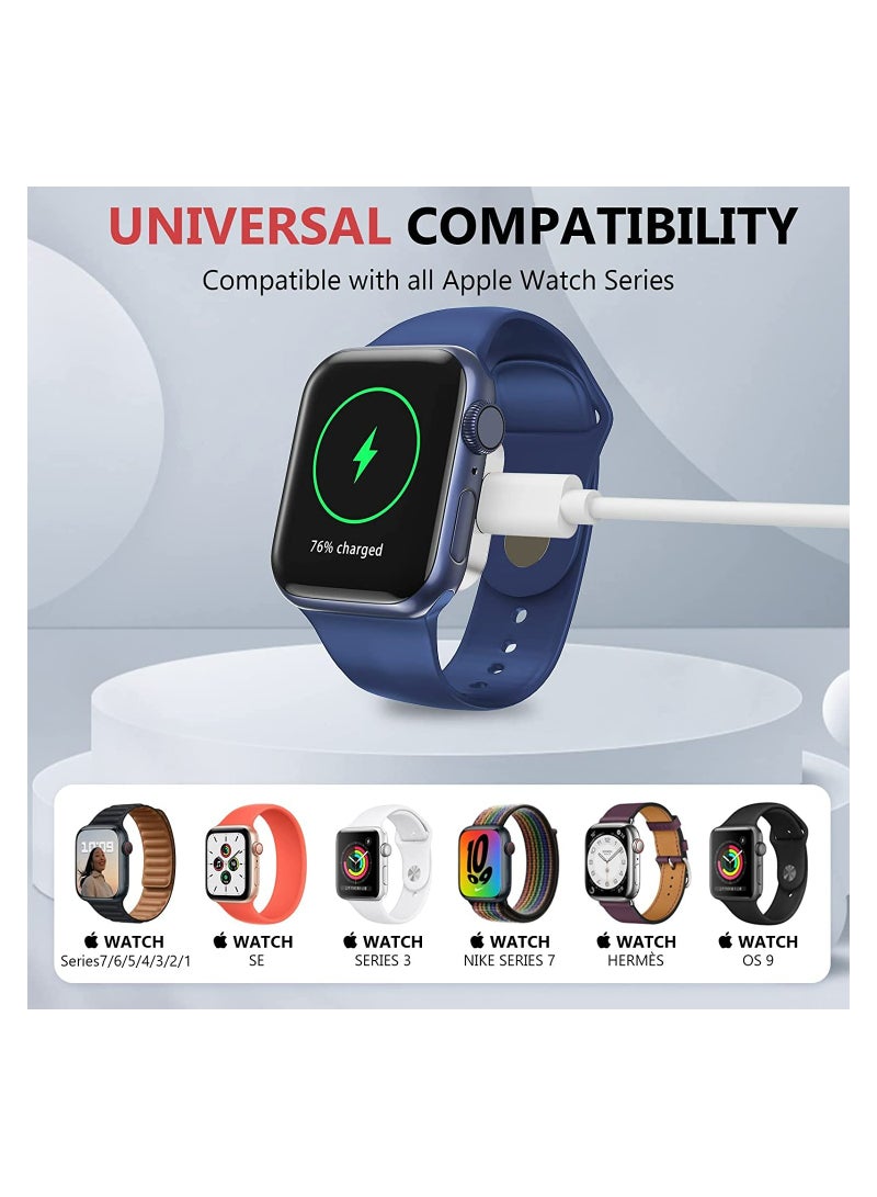 Magnetic Wireless Charger for Apple Watch Series 7/6/5/4/3/2/1/SE, Dual Port Mini Charger with USB Adapter, Fast Charging Keychain for Travel (Silver) - Image 5