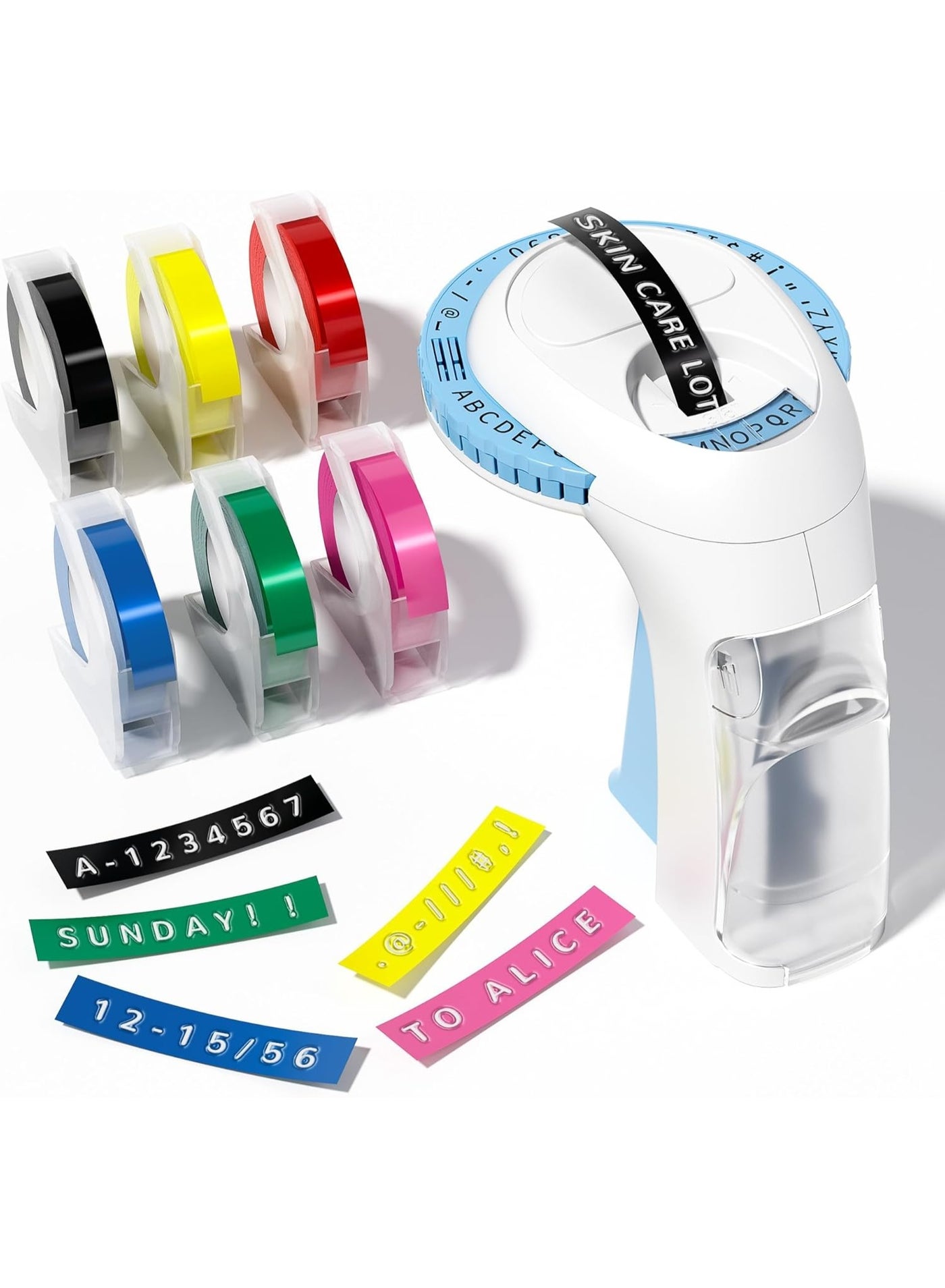 Embossing Label Maker with 6 Tapes, 3D Omega Handheld Vintage Retro Effect Label Writer Printer, Inkless Manual Portable Labeler Suit for Home Kitchen Office School DIY