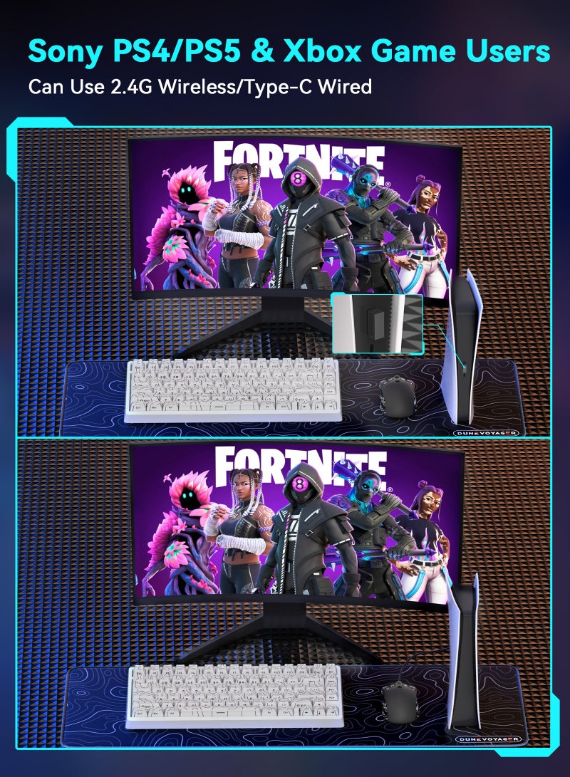 مسافر الكثبان فأرة قيمنق لاسلكية SE2 ثلاثية الأوضاع مع قاعدة شحن مغناطيسية، ماوس ألعاب خفيف الوزن مضاد للانزلاق، مزود بمستشعر PixArt PAW3311، دقة 24000 DPI ومعدل استجابة 1000Hz، يدعم البلوتوث / 2.4G / USB-C، متوافق مع PS4 / PS5 / PC / Xbox، مع برنامج مخصص للتحكم الكامل. - Image 4