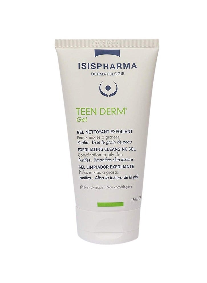 إيزيس فارما جل التنظيف والتقشير من تين ديرم (150 مل) - تنظيف لطيف للمسام، يحسن البشرة الدهنية والمعرضة لحب الشباب، منعش وغير مشدود