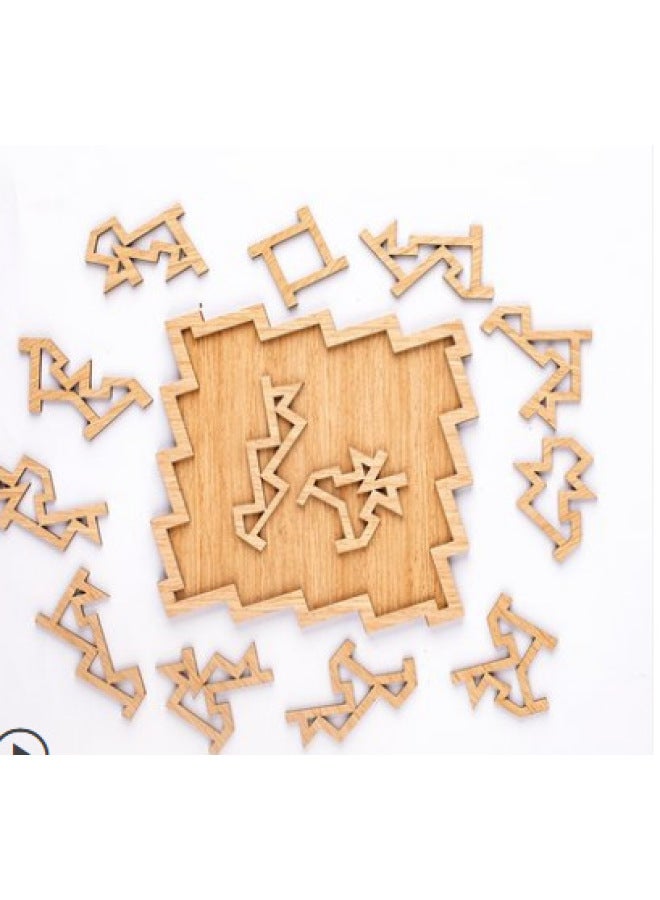 Zodiac Puzzle Ins A Generation Of Wooden Three-dimensional Puzzle Best Selling-Color:Chris Maze - Image 1