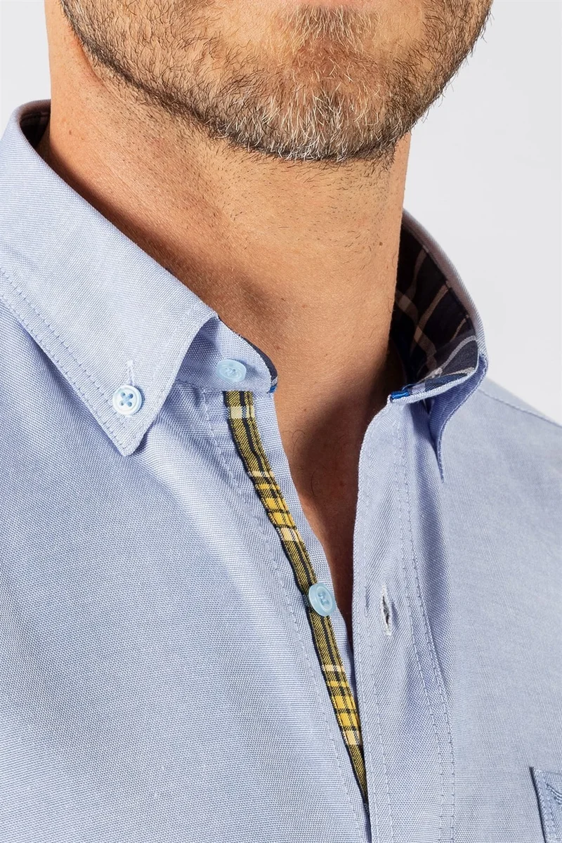 تودورس Classic Fit Button Collar Cotton Easy Iron Oxford Plain Men's Shirt