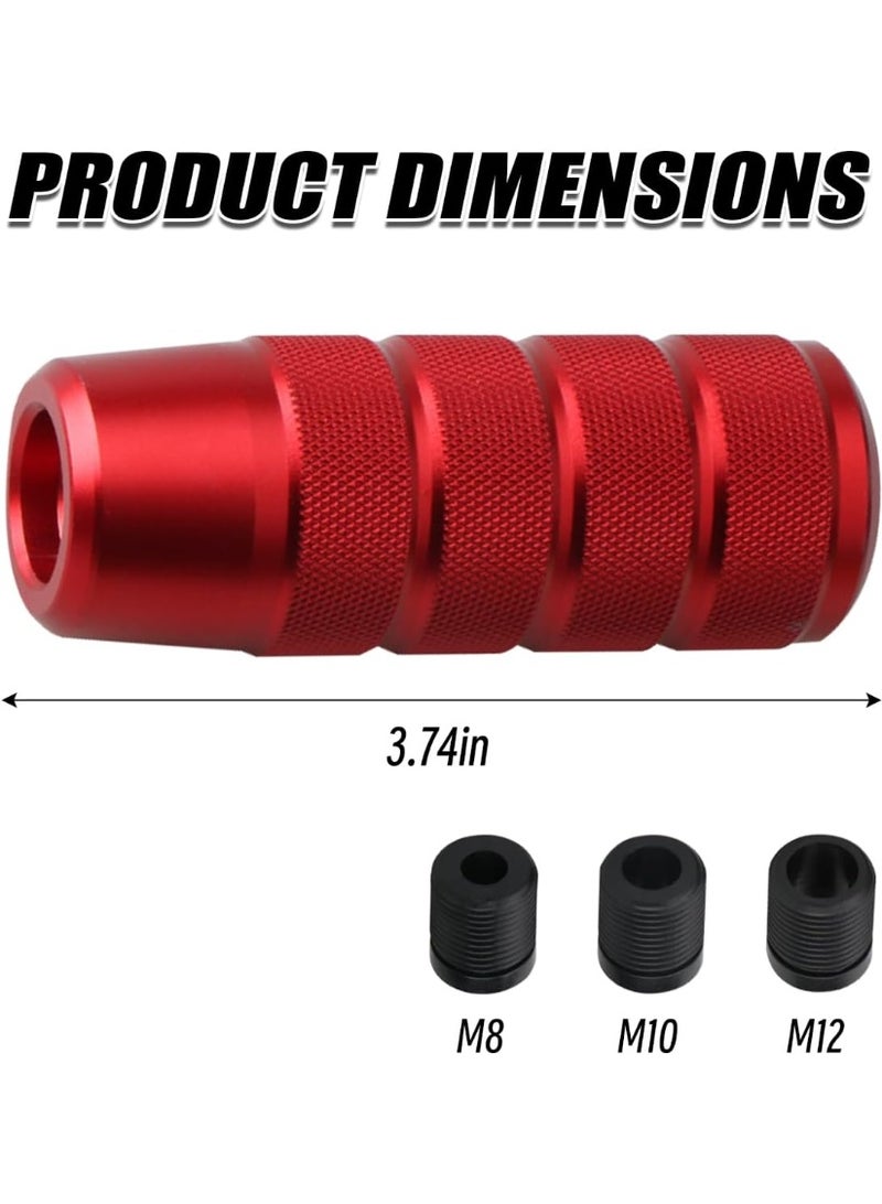 95mm/3.74" Car Shifter Knob, Aluminum Weighted Automotive Gear Shift Manual knobs Lever with 3 Threaded Adapters M8 M10 M12 x 1.25, Universal for Manual Transmission Vehicle（Red） - Image 2