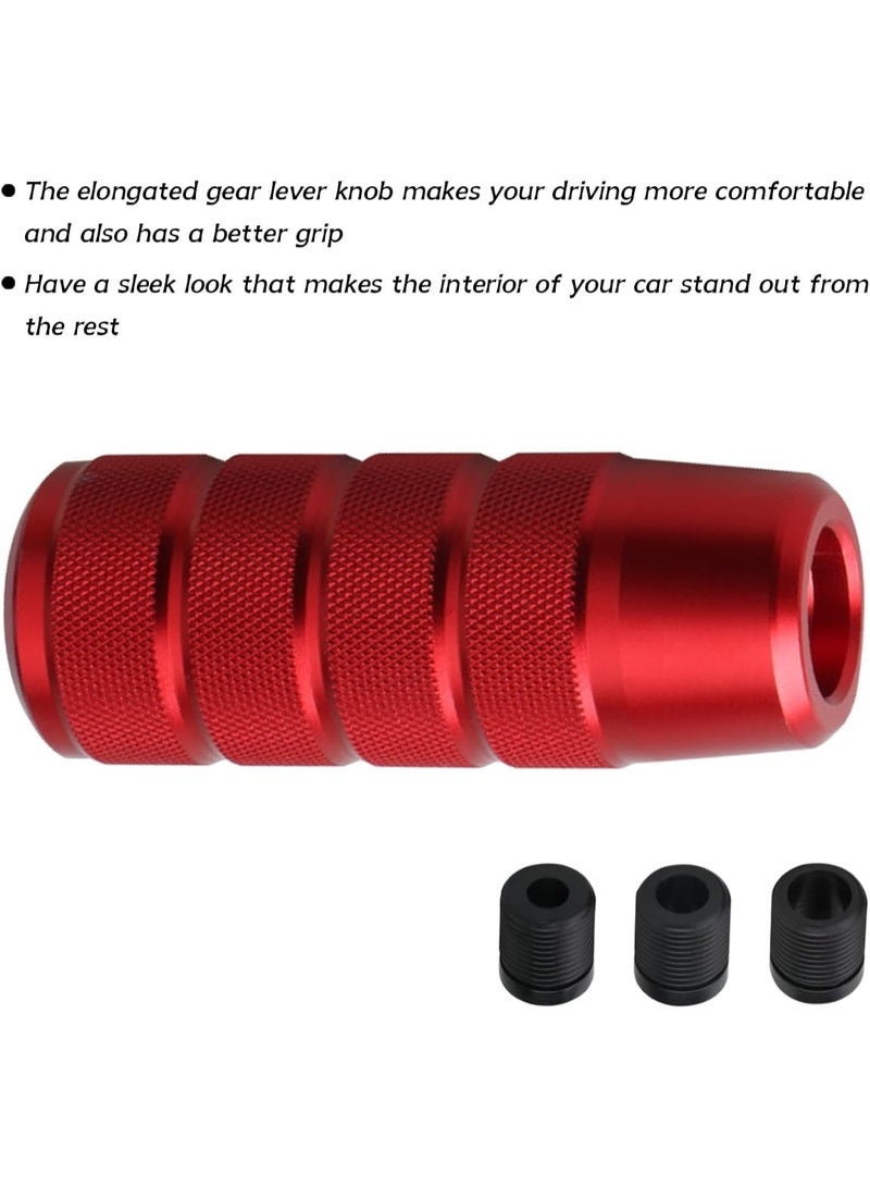 95mm/3.74" Car Shifter Knob, Aluminum Weighted Automotive Gear Shift Manual knobs Lever with 3 Threaded Adapters M8 M10 M12 x 1.25, Universal for Manual Transmission Vehicle（Red） - Image 4