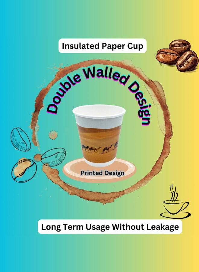Halapack 80-Pack Halapack 8 oz Disposable Double Wall Paper Cups with Camel Design  + 2 Bonus Cups - Image 1