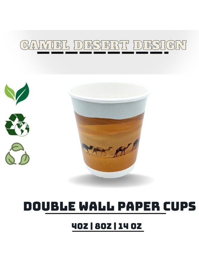 Halapack 80-Pack Halapack 8 oz Disposable Double Wall Paper Cups with Camel Design  + 2 Bonus Cups - Image 3