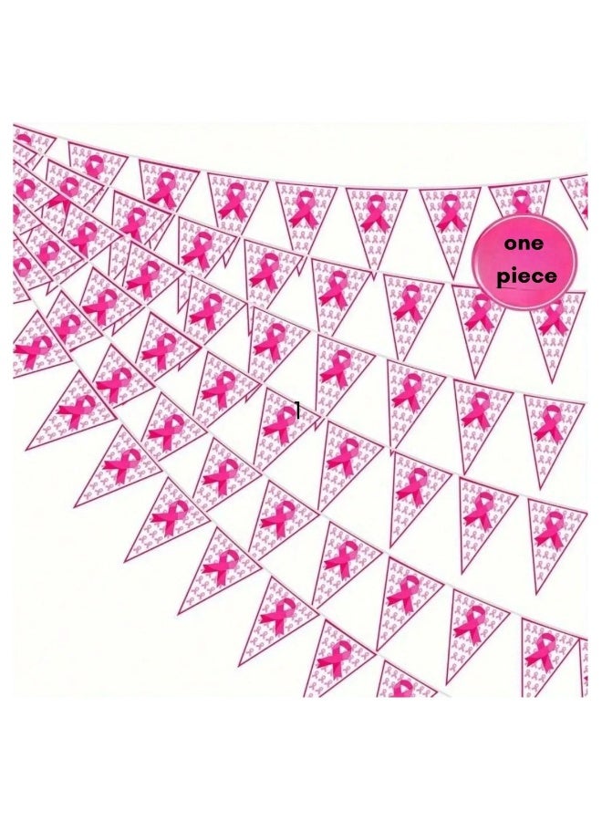 Breast Cancer Awareness Pink Flag Banner – 10 Meter Long Decoration for Schools, Hospitals, Offices, and Community Centers - Image 1