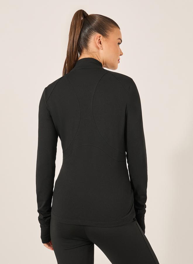 Styli Stitch Detail Zip Up Fitted Jacket - Image 5