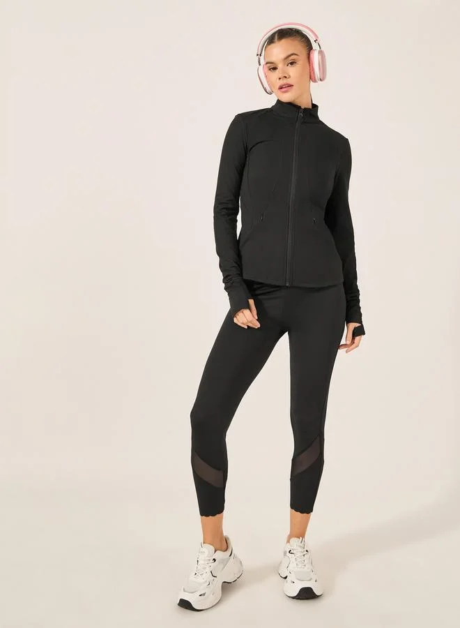 Styli Stitch Detail Zip Up Fitted Jacket